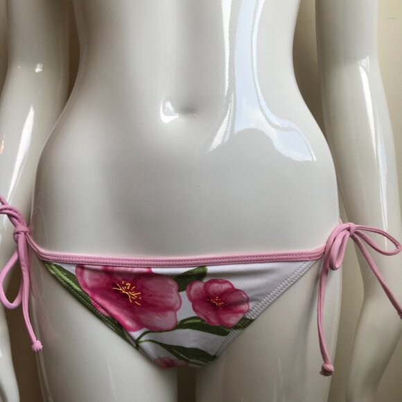 Billabong white & rose floral pink trim bikini set - Picture 4 of 8